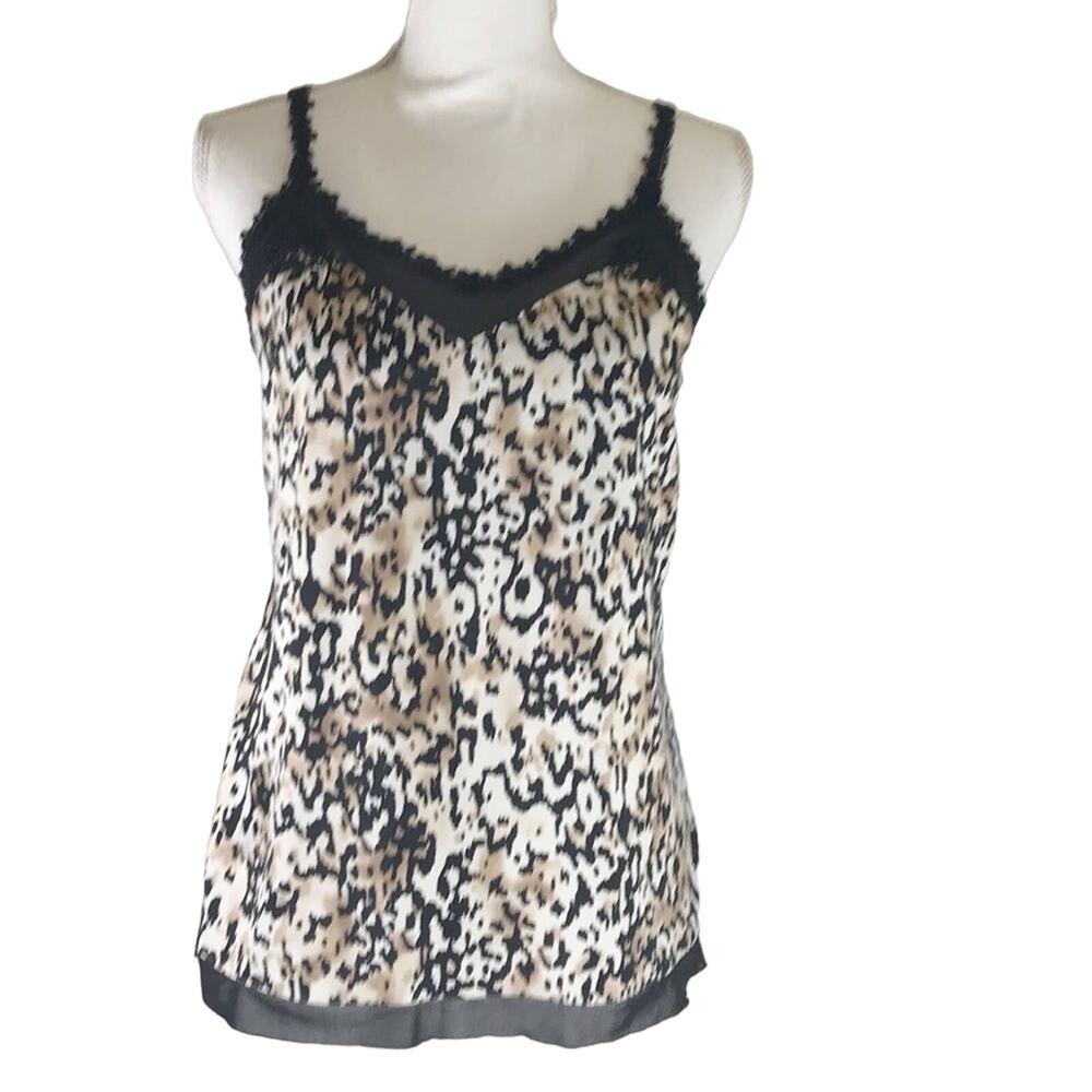 Soma Intimates Uptown Camisole in Leopard Print and Black Lace Trim Size Small